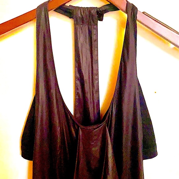 Helmut Lang Shiny Black Drape Dress with Zippers - Picture 4 of 11